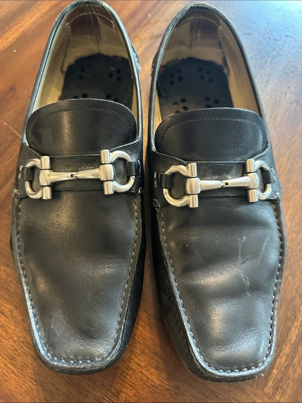 Salvatore Ferragamo Black Leather slip on Loafers
